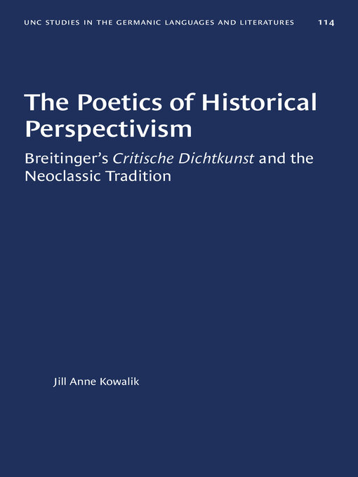 Title details for The Poetics of Historical Perspectivism by Jill Anne Kowalik - Available